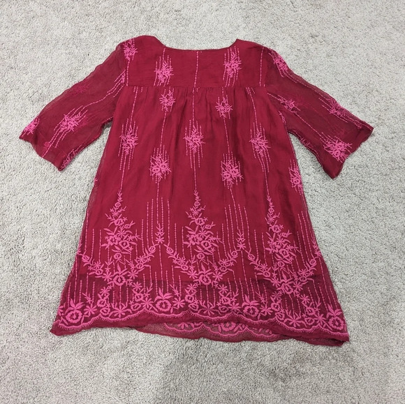 Sundance pink red embroidered tunic top size medium - Picture 8 of 9
